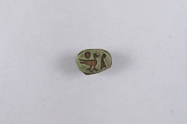 Scarab Inscribed with Hieroglyphs Referring to Deities (Amun, Re, Maat), Faience 