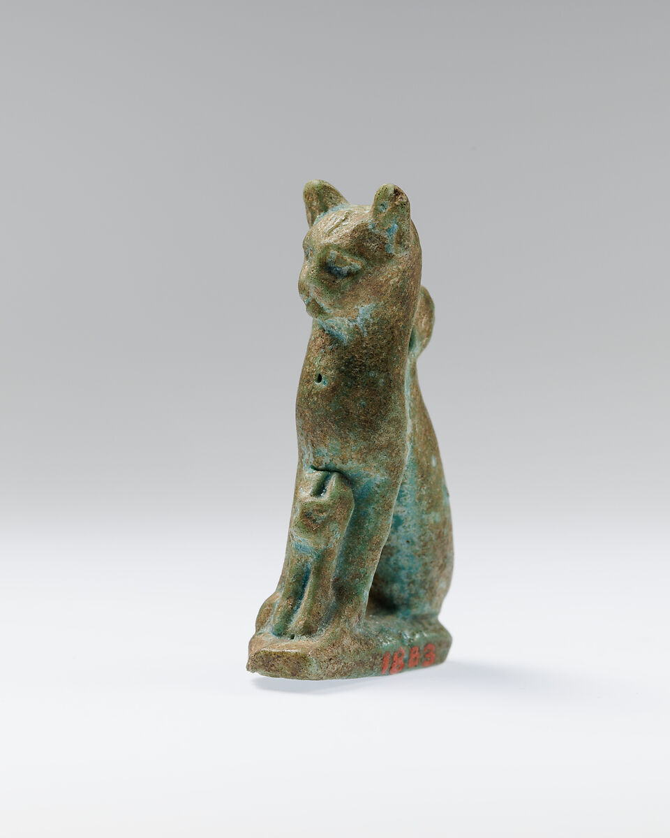 Cat Amulet, Faience 