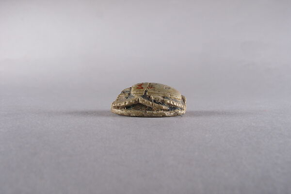 Scarab with a Hippo and a Crocodile, Glazed steatite