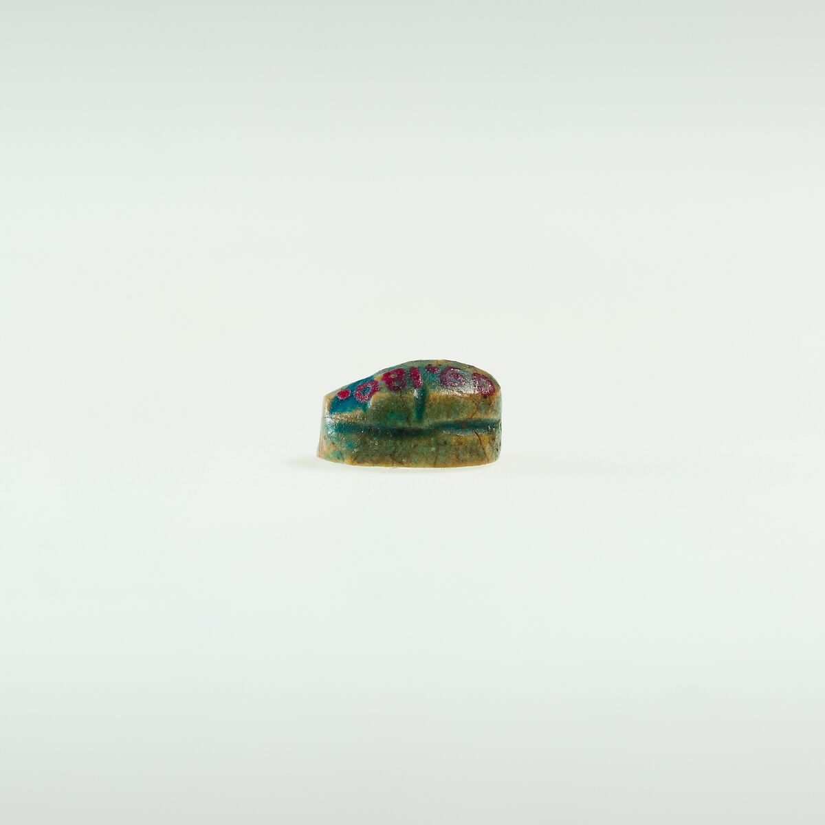 Scarab Decorated with Circles, Green glazed steatite