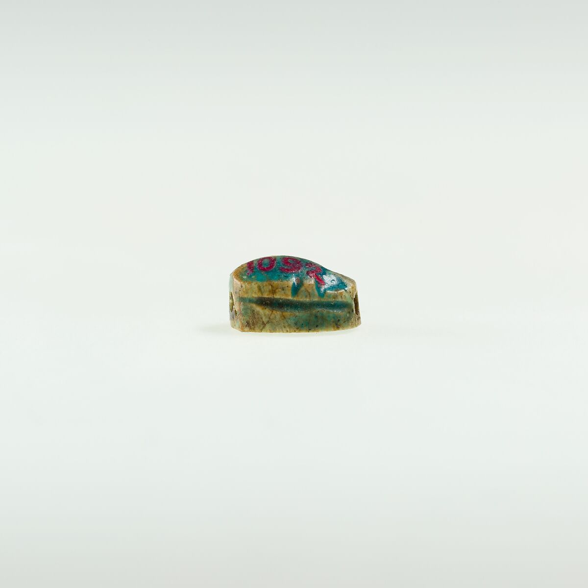 Scarab Decorated with Circles, Green glazed steatite