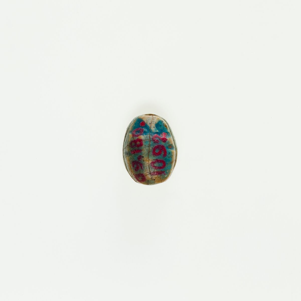 Scarab Decorated with Circles, Green glazed steatite