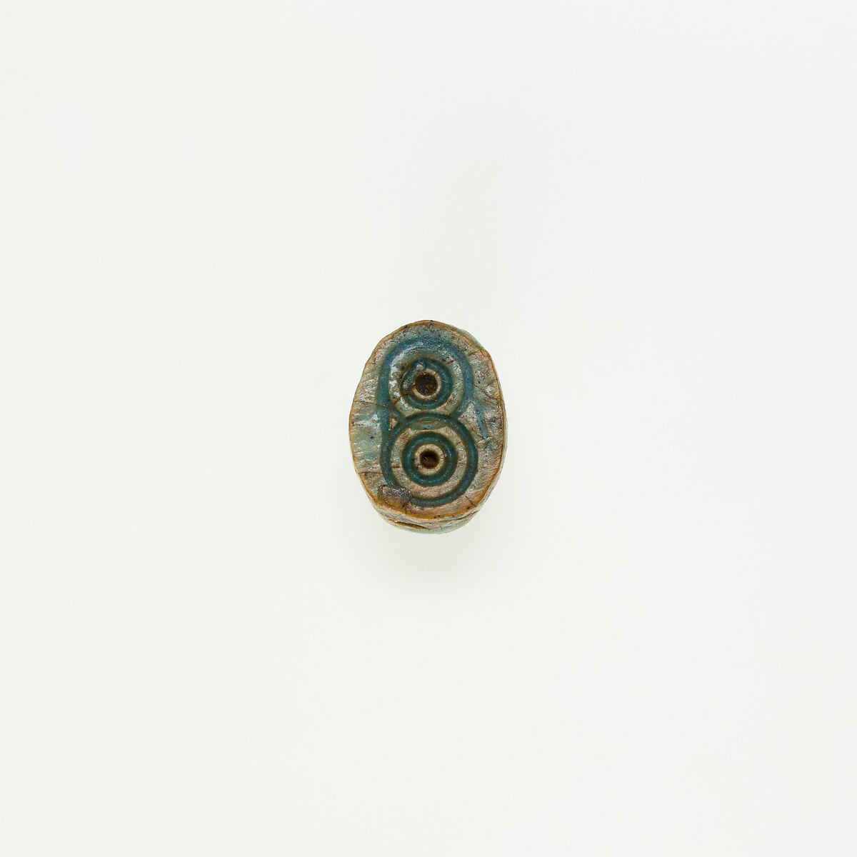 Scarab Decorated with Circles, Green glazed steatite 