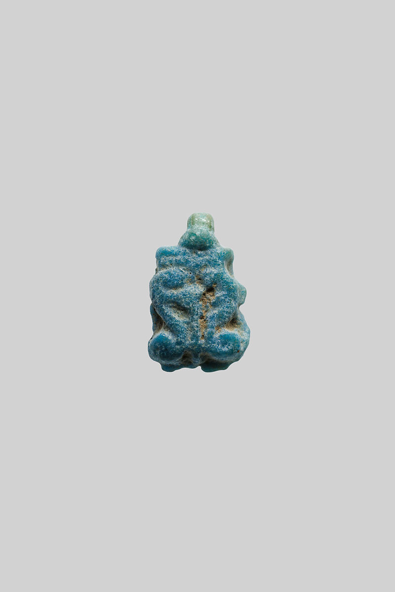 Hathor head amulet, Faience 