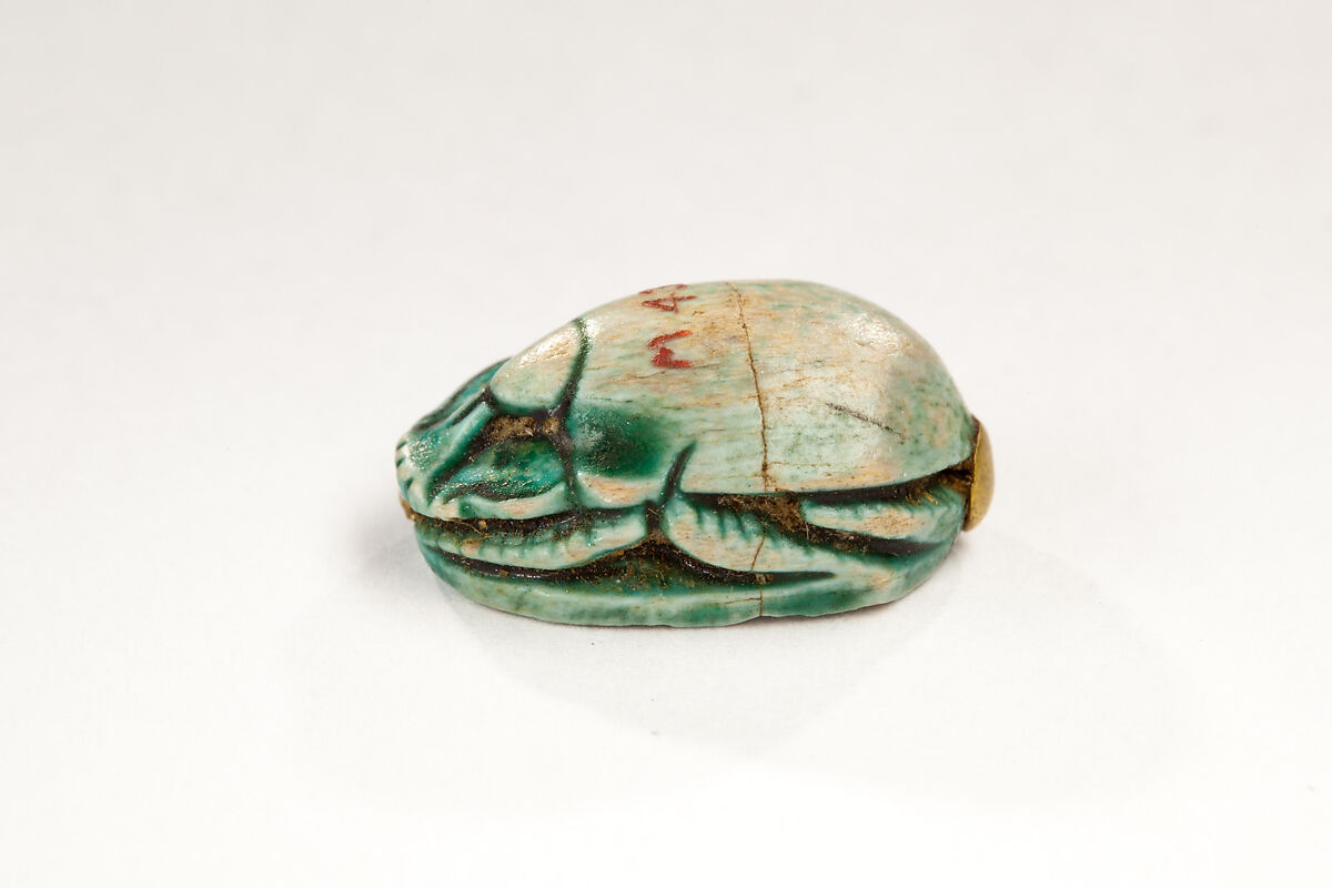 Scarab Inscribed for the God's Wife Nefertari, Steatite, glazed