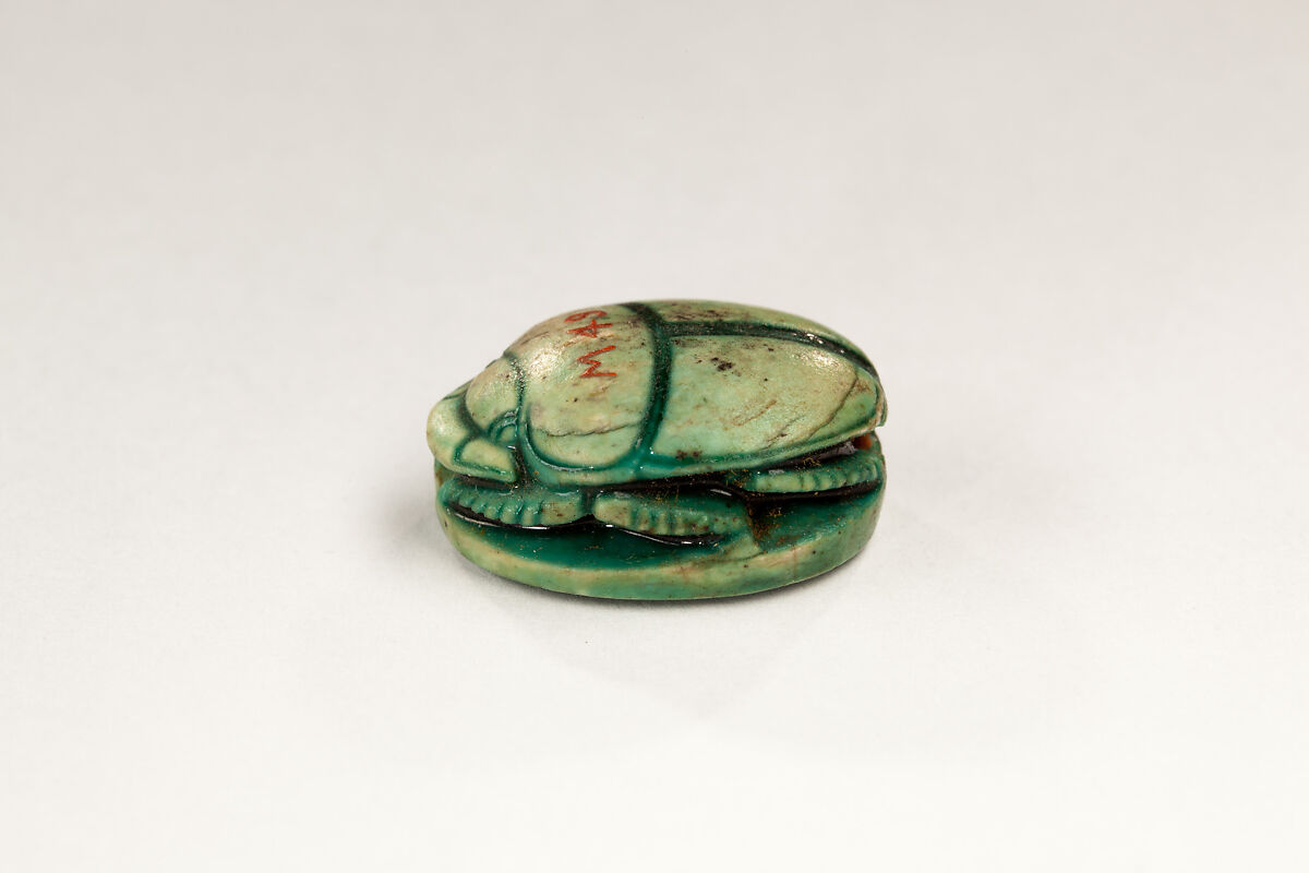 Scarab Inscribed with the Throne Name of Thutmose I, Steatite, glazed