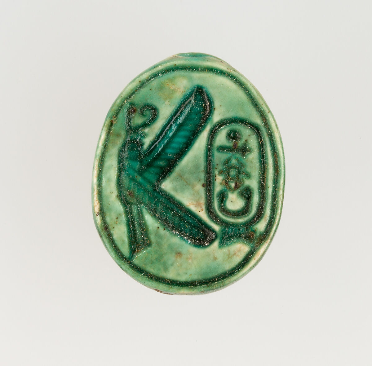 Scarab Inscribed with the Throne Name of Thutmose I, Steatite, glazed 