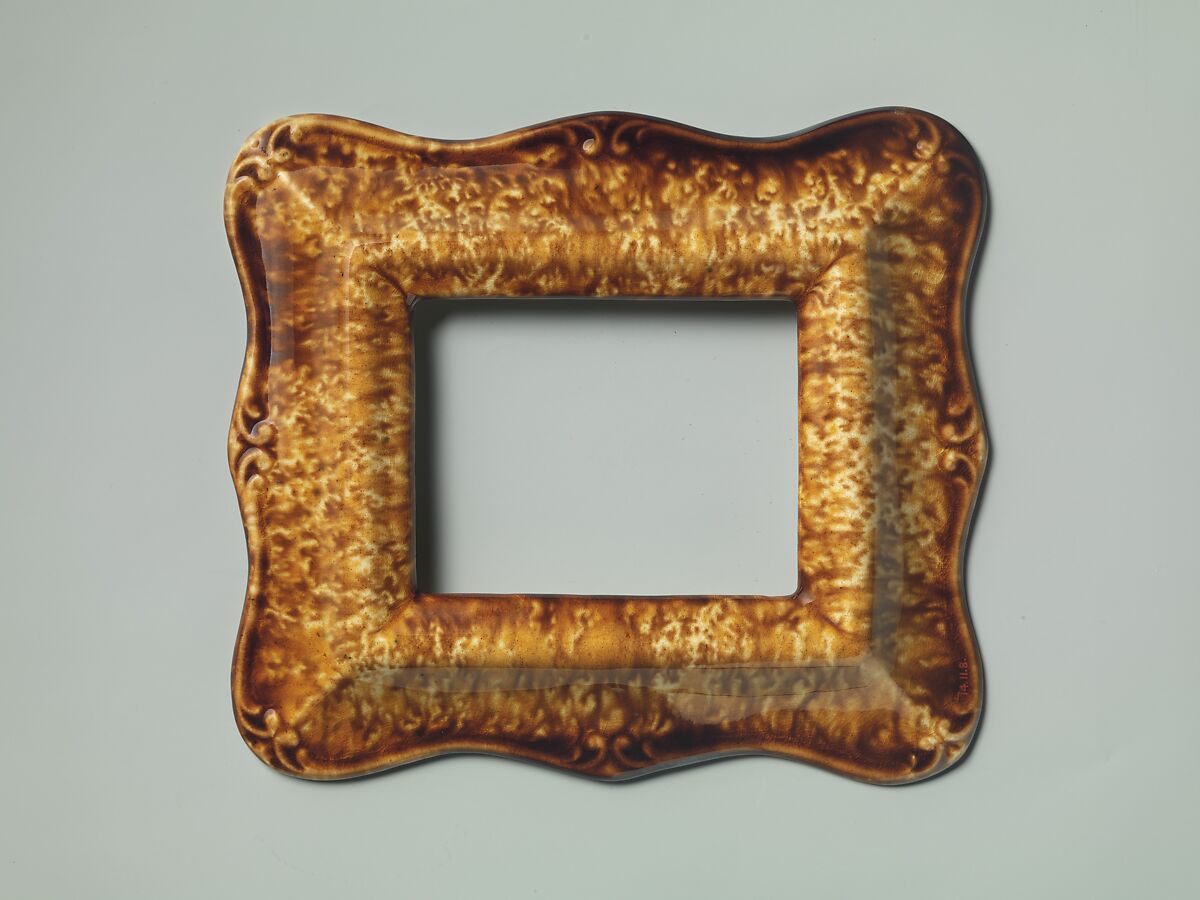Frame, Probably United States Pottery Company (1852–58), Mottled brown earthenware, American 