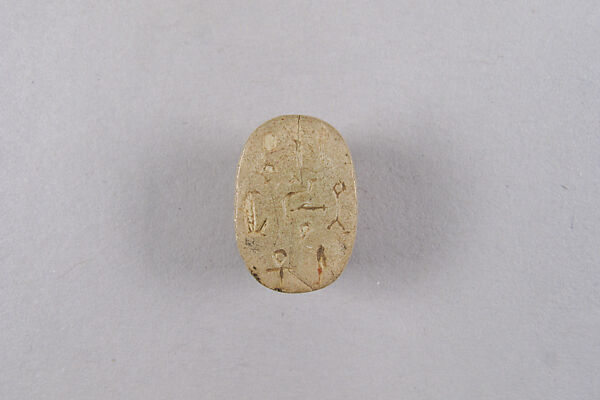 Scarab with Hieroglyphs, Faience 