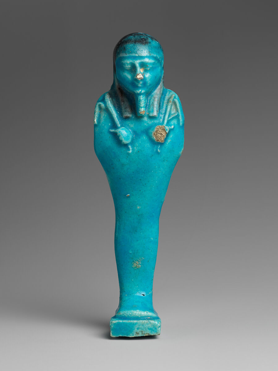 Shabti, uninscribed, Faience 