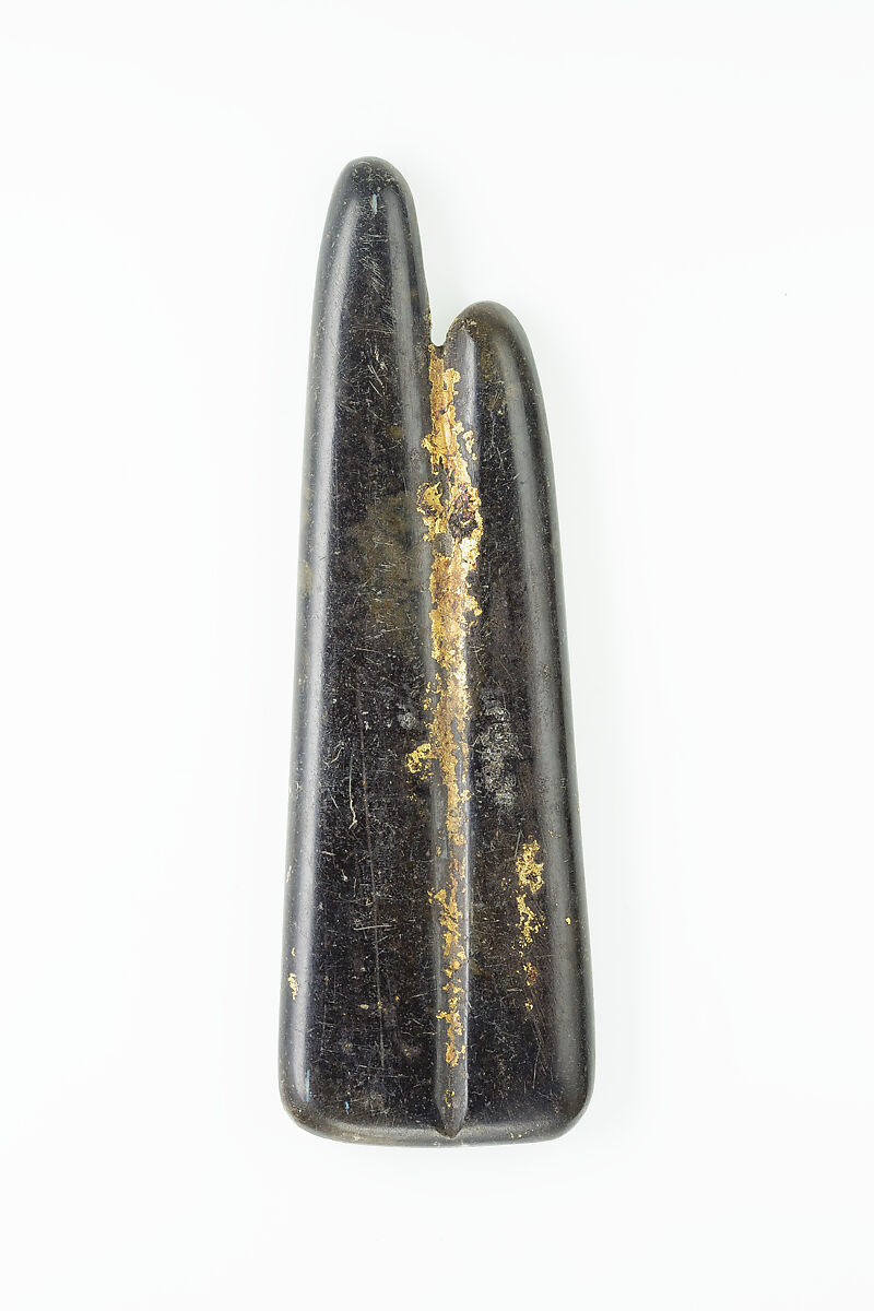 Two-finger amulet, Steatite (?), gold