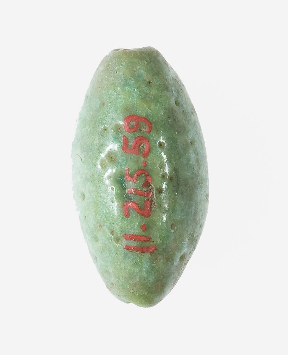 Cowroid Stamp Seal with a Nefer Hieroglyph Inscribed on the Base, Faience