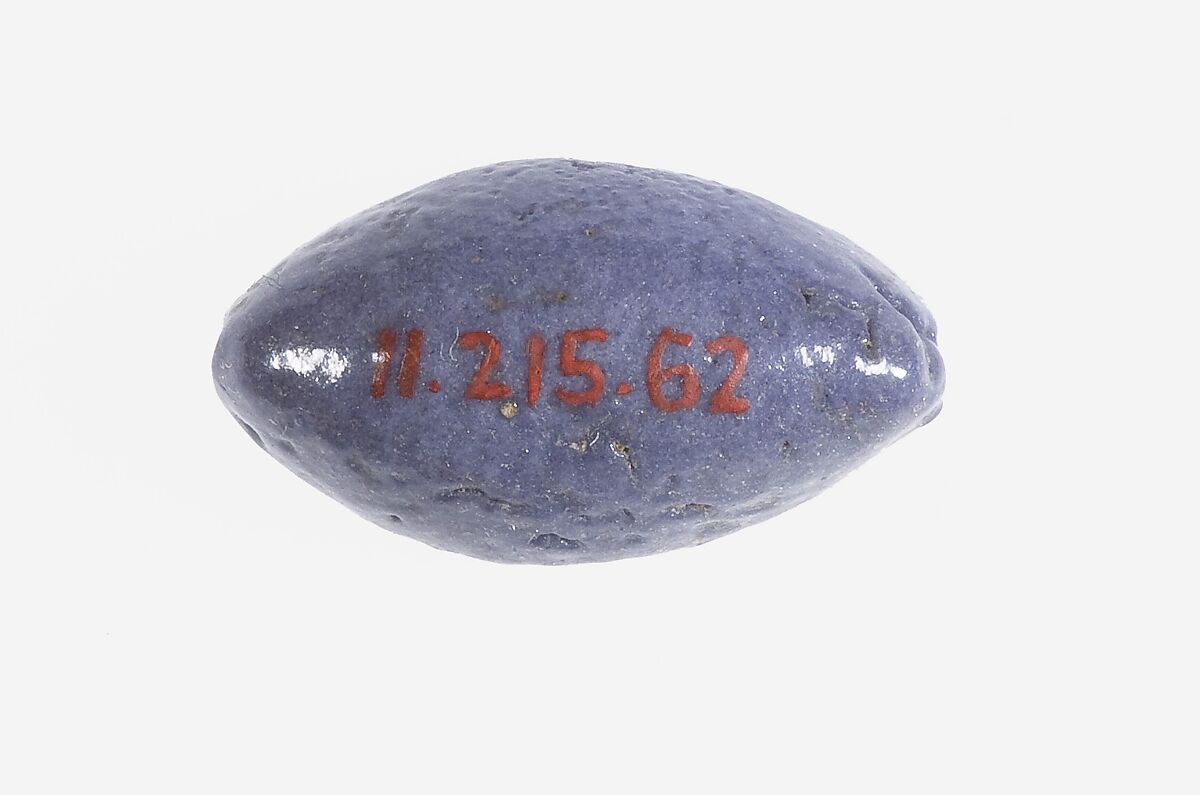 Cowroid Stamp Seal with an Ankh Inscribed on the Base, Faience