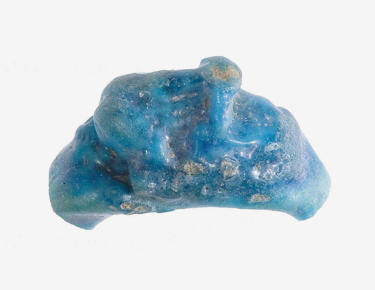 Ring Fragment, Frog in the round, Faience, blue, green