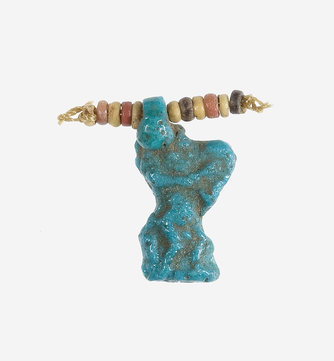 Amulet of Bes with a Tambourine, Faience 