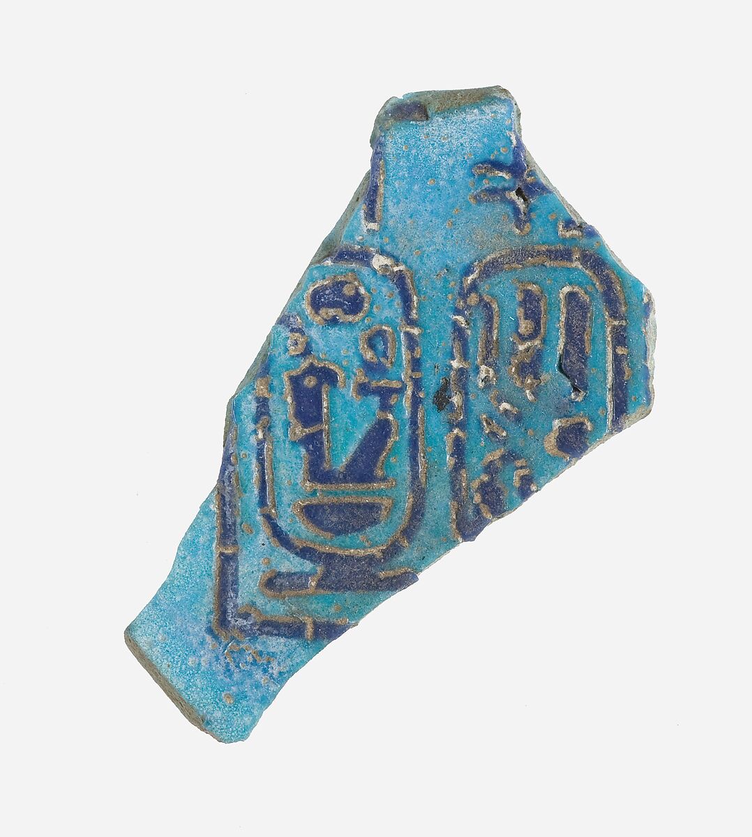 Fragment of a Toilet Dish with Cartouches of Amenhotep III, Faience
