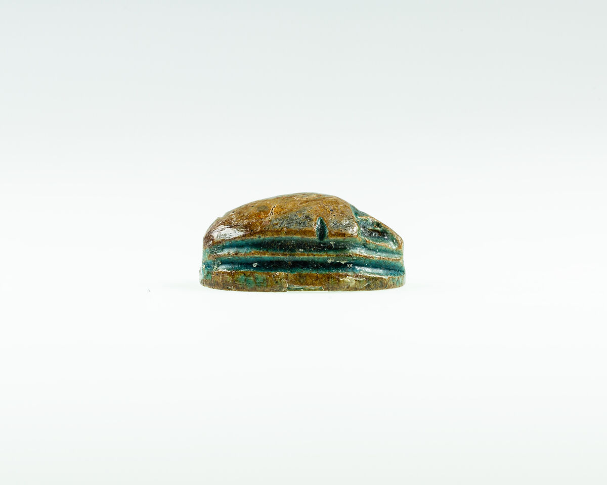 Scarab with Hathor-like Canaanite Goddess, Green glazed steatite