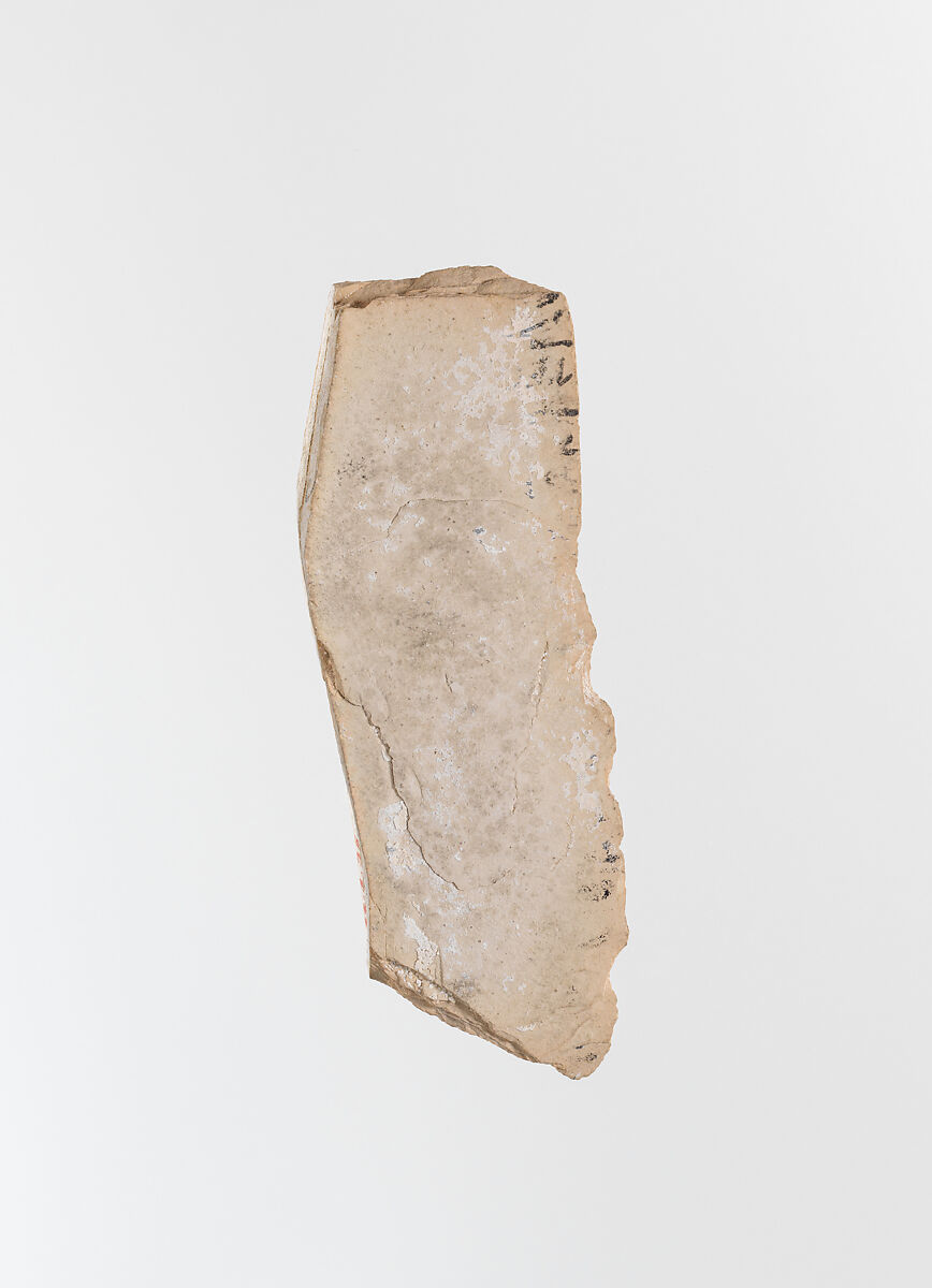 Ostracon with hieratic inscription, Limestone, ink