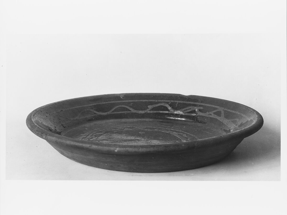 Pie Dish, Attributed to Hervey Brooks (1779–1873), Earthenware; Redware with slip decoration, American