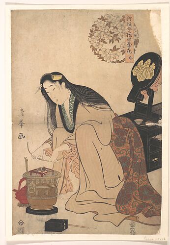 Lady Arranging Binsashi (Support for the Hair over the Temples) to put in Her Hair