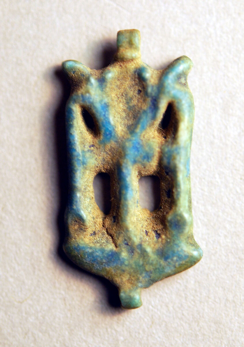 Amulet with an Ankh and Two Was Scepters, Faience 