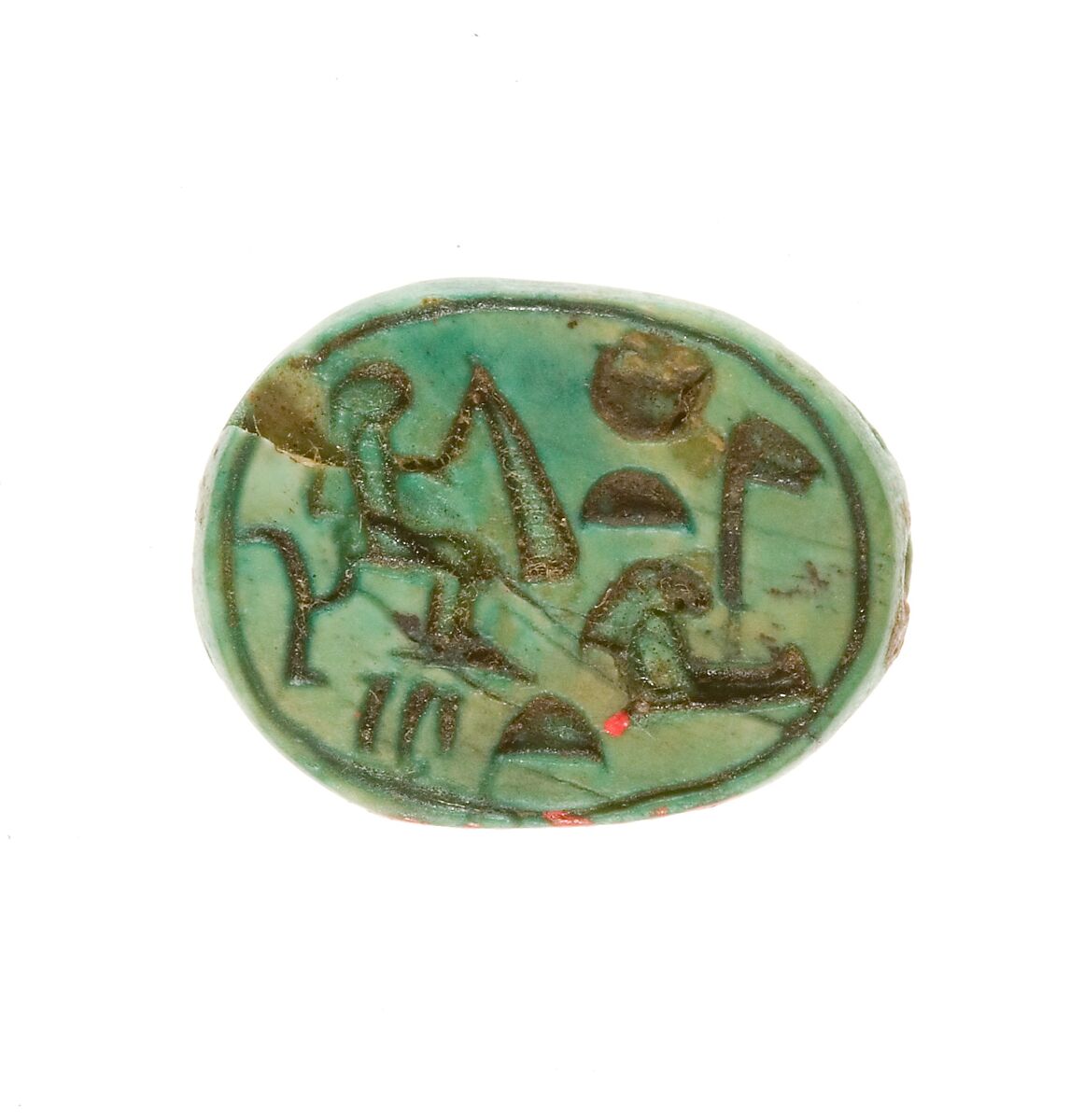 Scarab Inscribed for the God's Wife Hatshepsut, Steatite (glazed) 