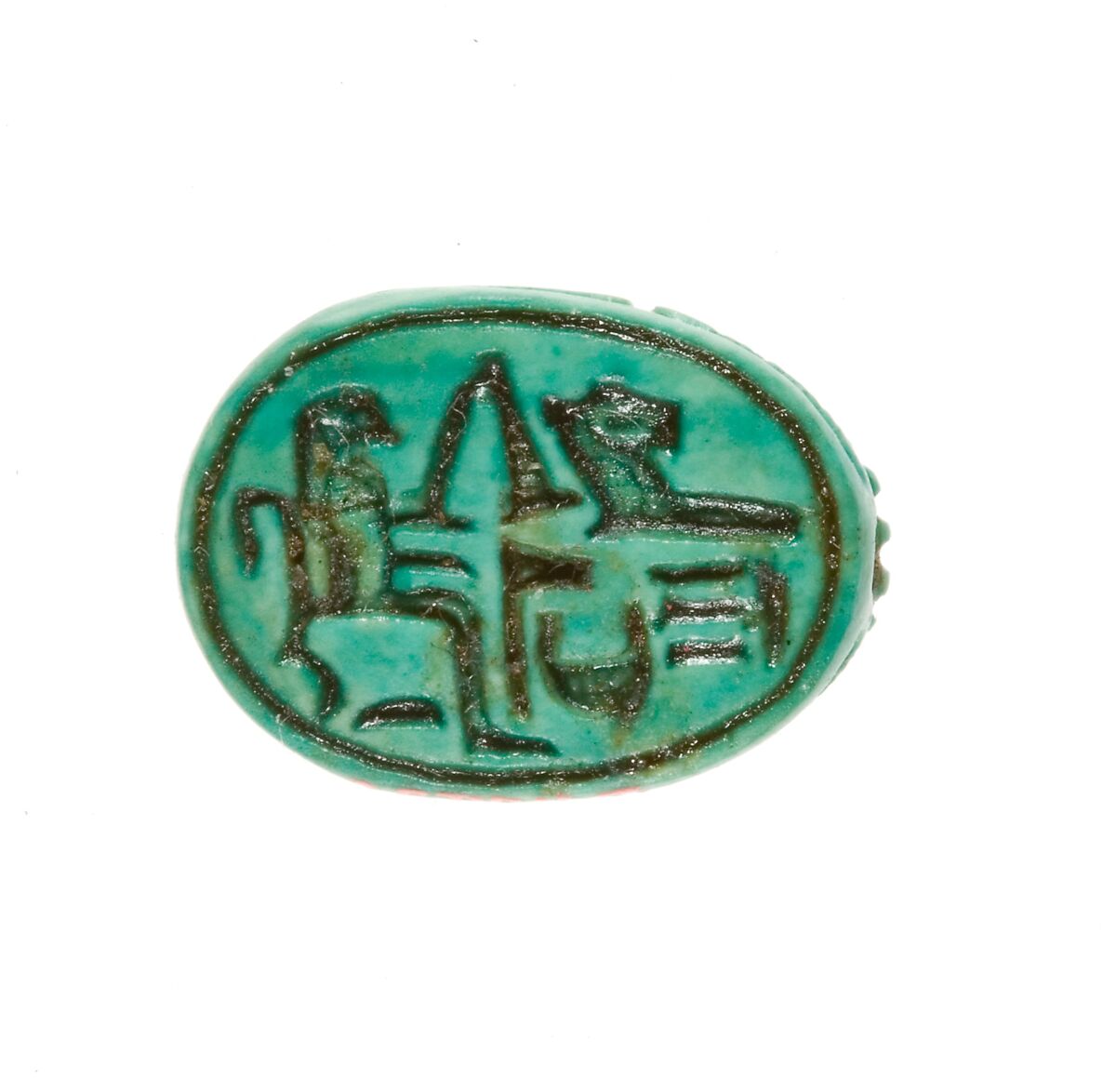 Scarab Inscribed for the God's Wife Hatshepsut, Steatite (glazed) 