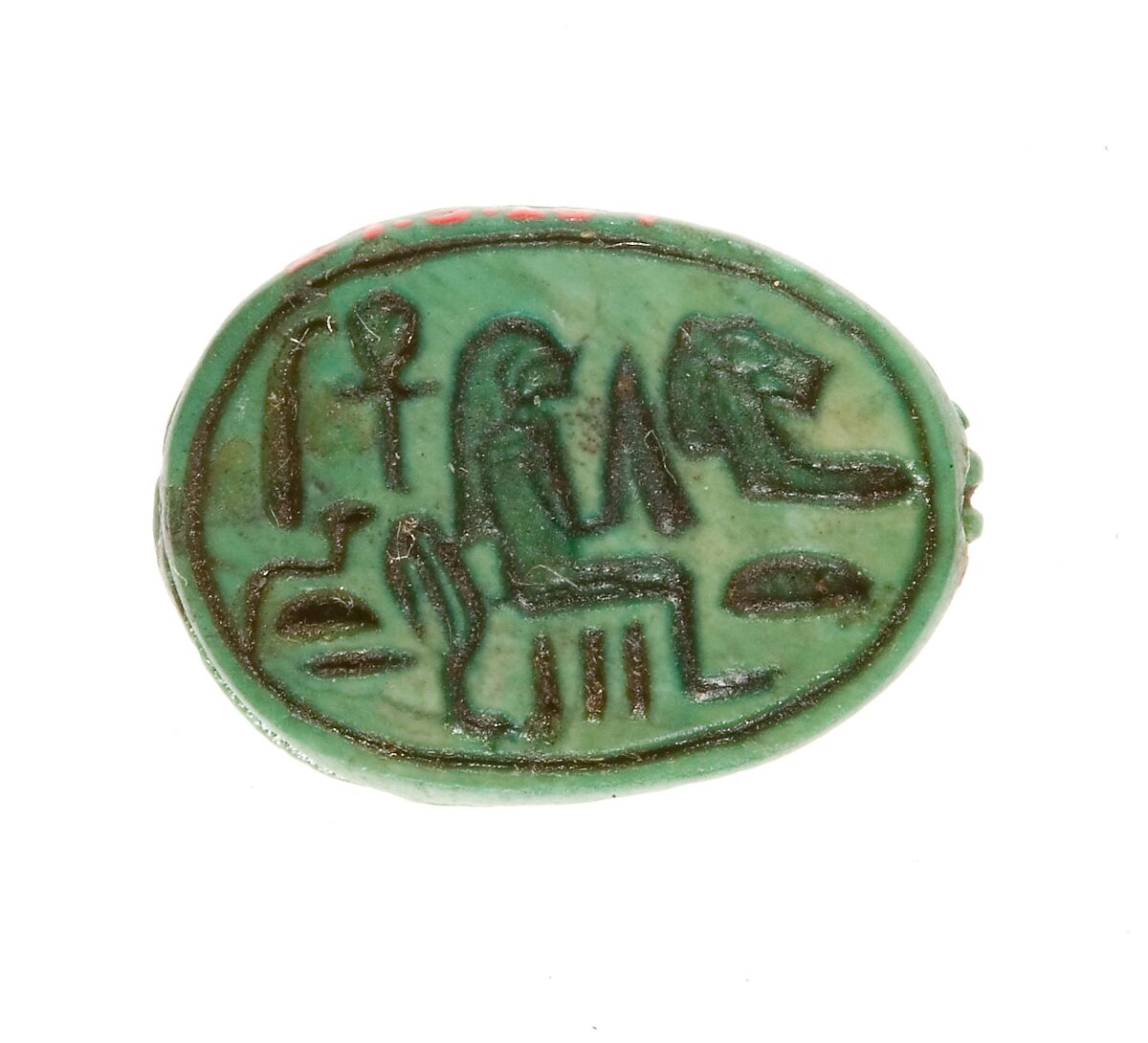 Scarab Inscribed Hatshepsut, Living Forever, Steatite (glazed) 