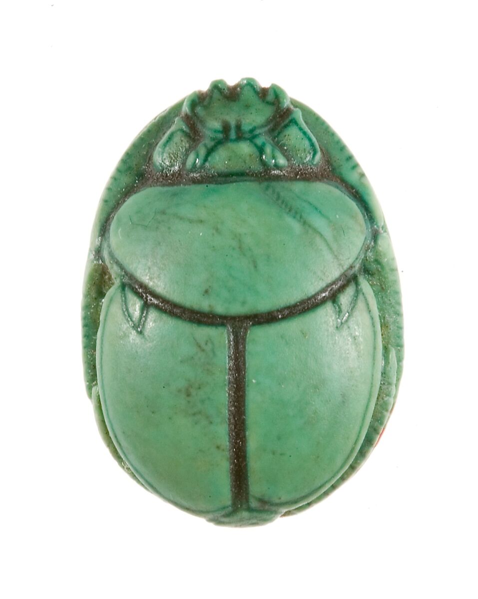 Scarab Inscribed Hatshepsut, Living Forever, Steatite (glazed)