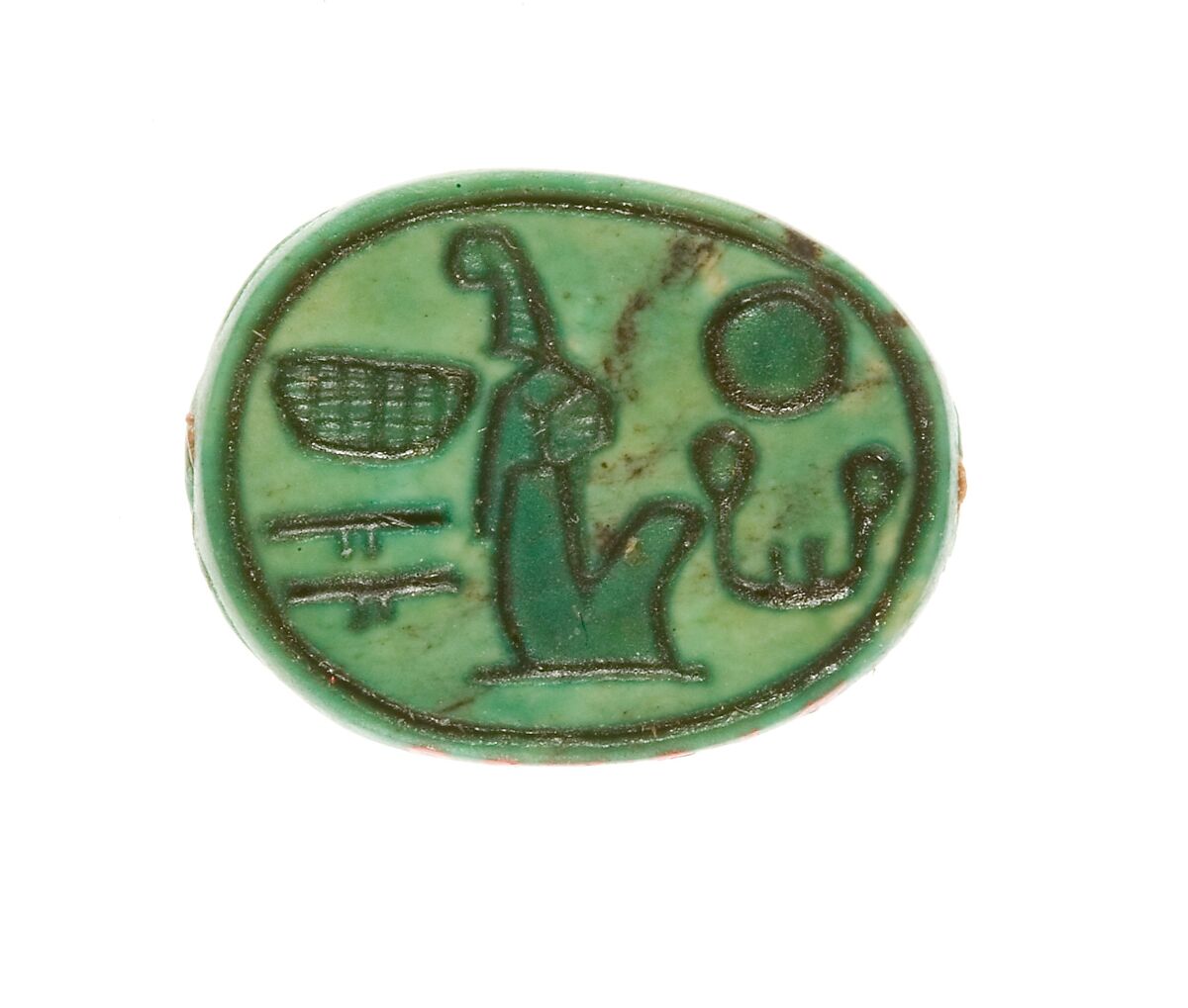 Scarab Inscribed for Maatkare (Hatshepsut), Lord of the Two Lands, Steatite (glazed) 