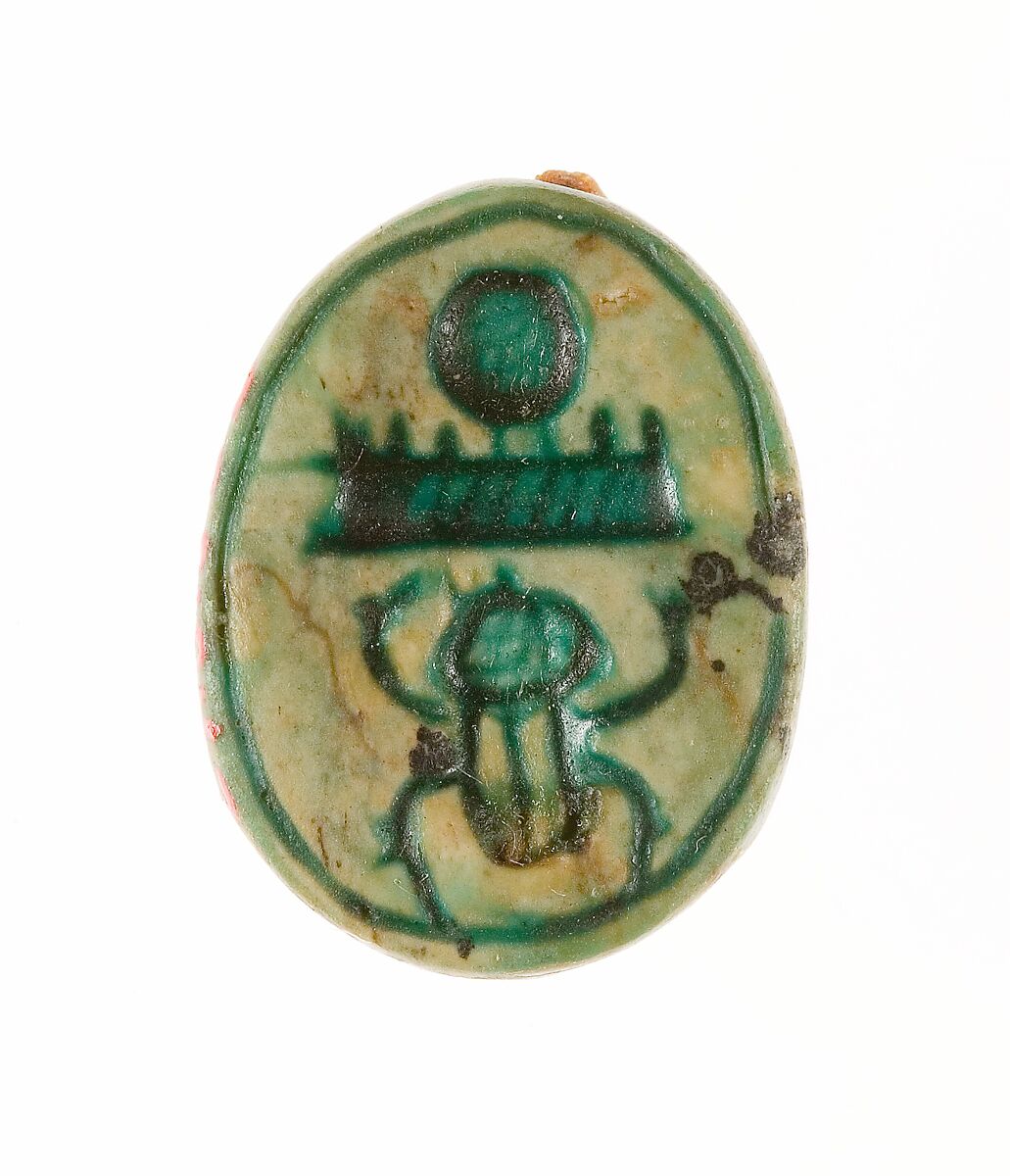 Scarab Inscribed with the Throne Name of Thutmose III, Steatite, glazed 