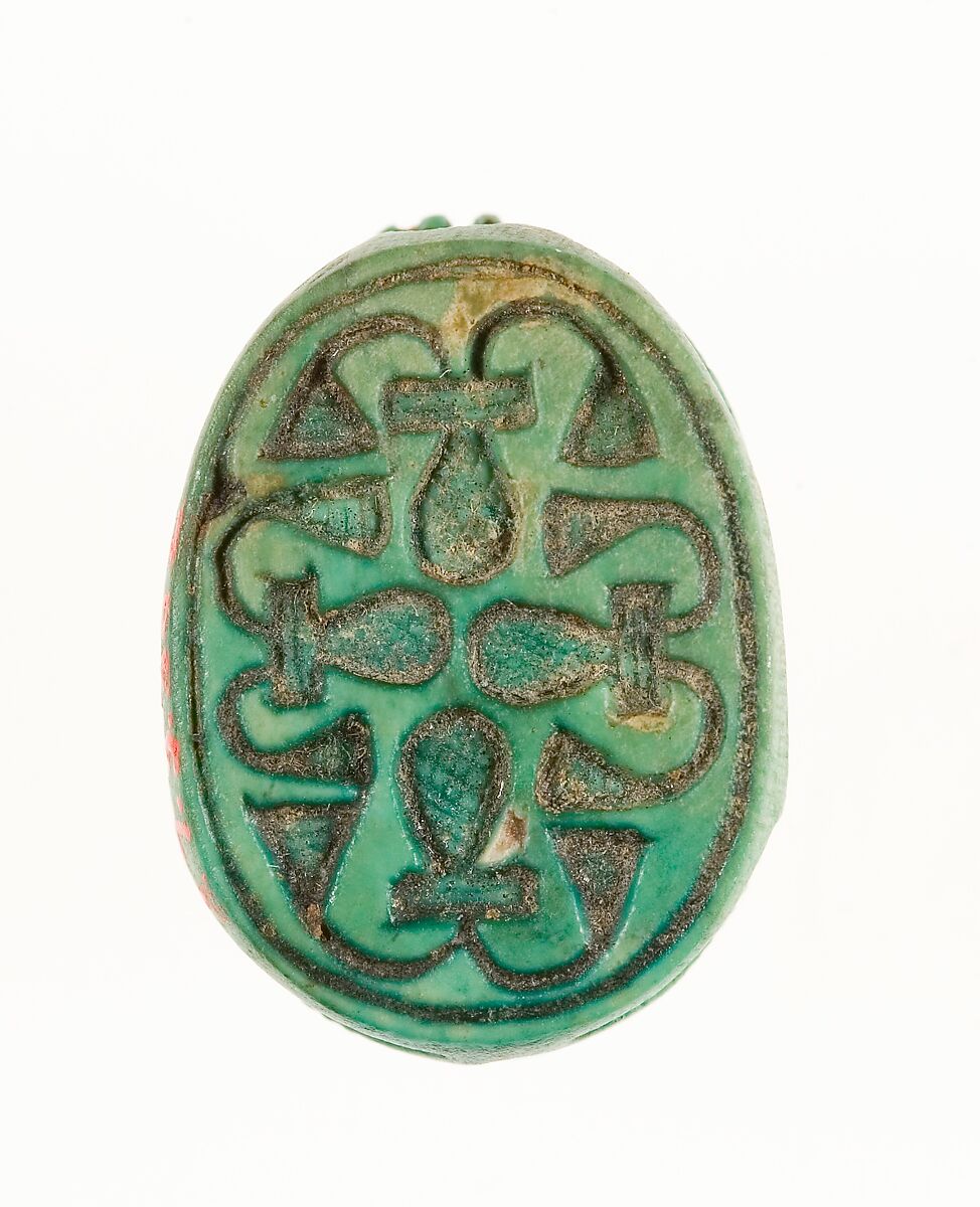 Scarab Inscribed with a Geometric Pattern, Steatite (glazed) 