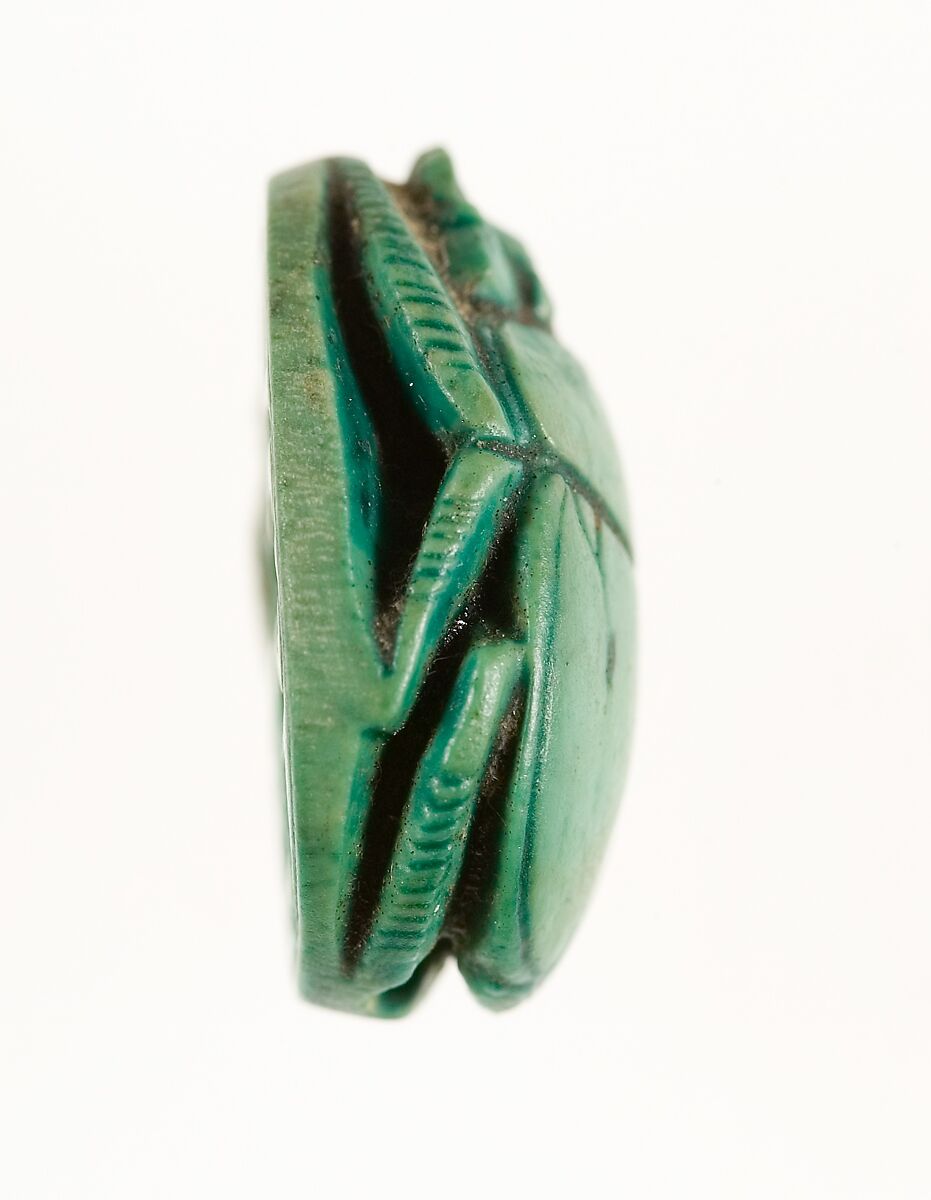 Scarab Inscribed with a Geometric Pattern, Steatite (glazed)