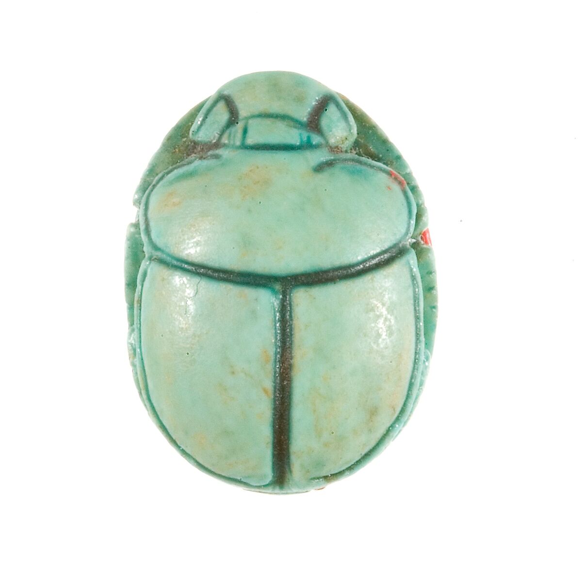Scarab Inscribed with a Hieroglyphic Motif, Steatite (glazed)