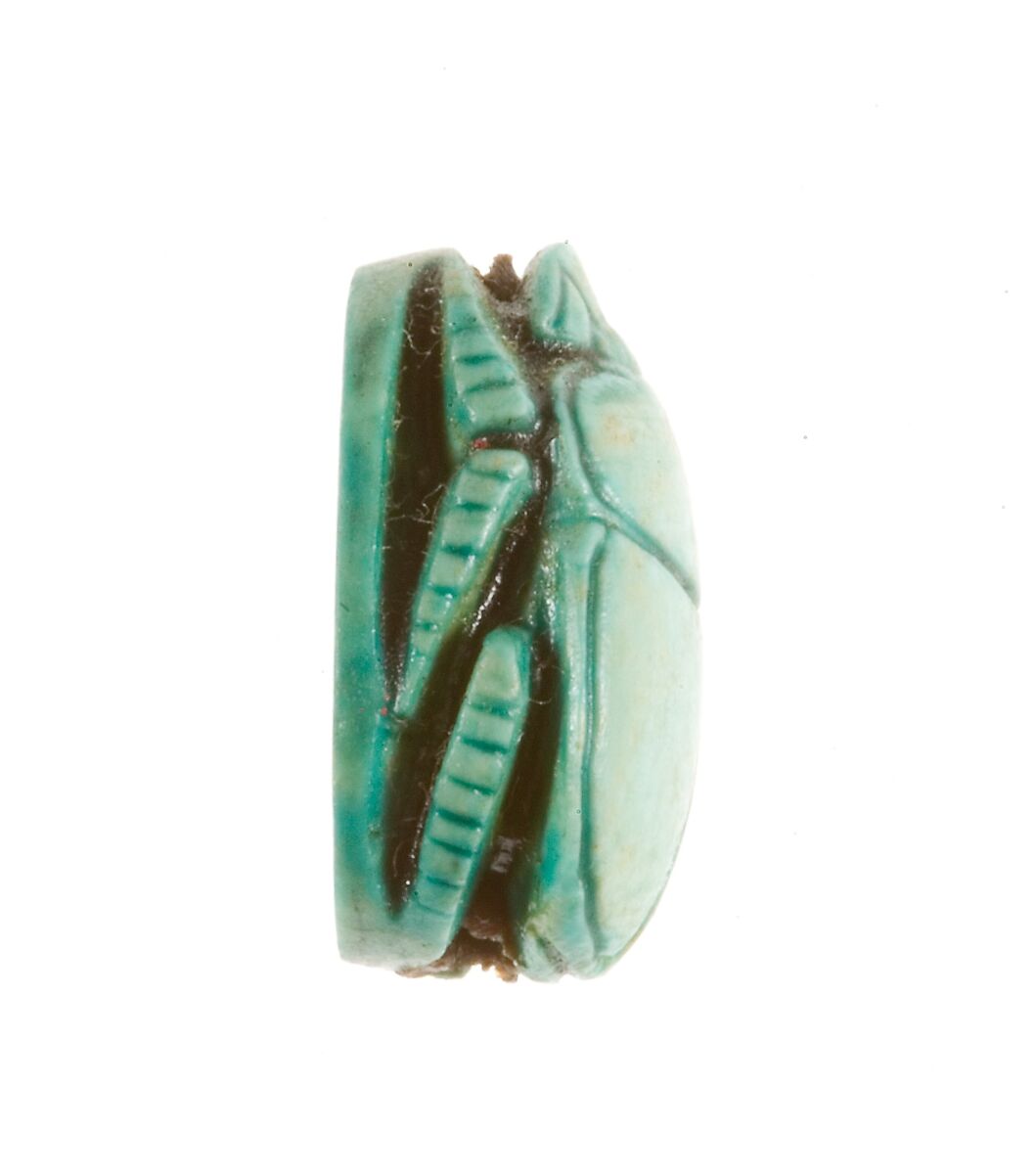 Scarab Inscribed with a Hieroglyphic Motif, Steatite (glazed)