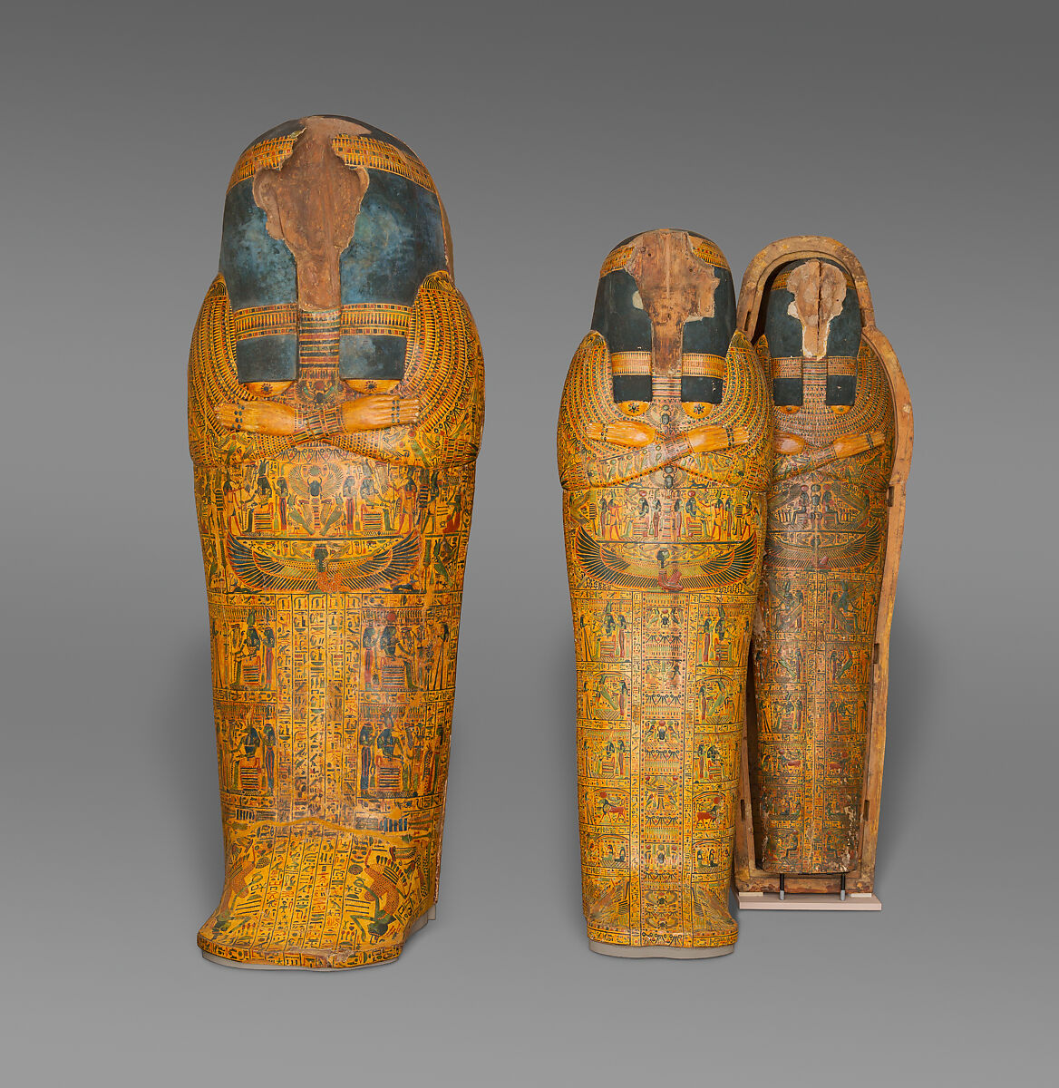 Mummy Board of the Singer of Amun Nauny, Sycomore wood, mud, glue, stucco, paint, varnish