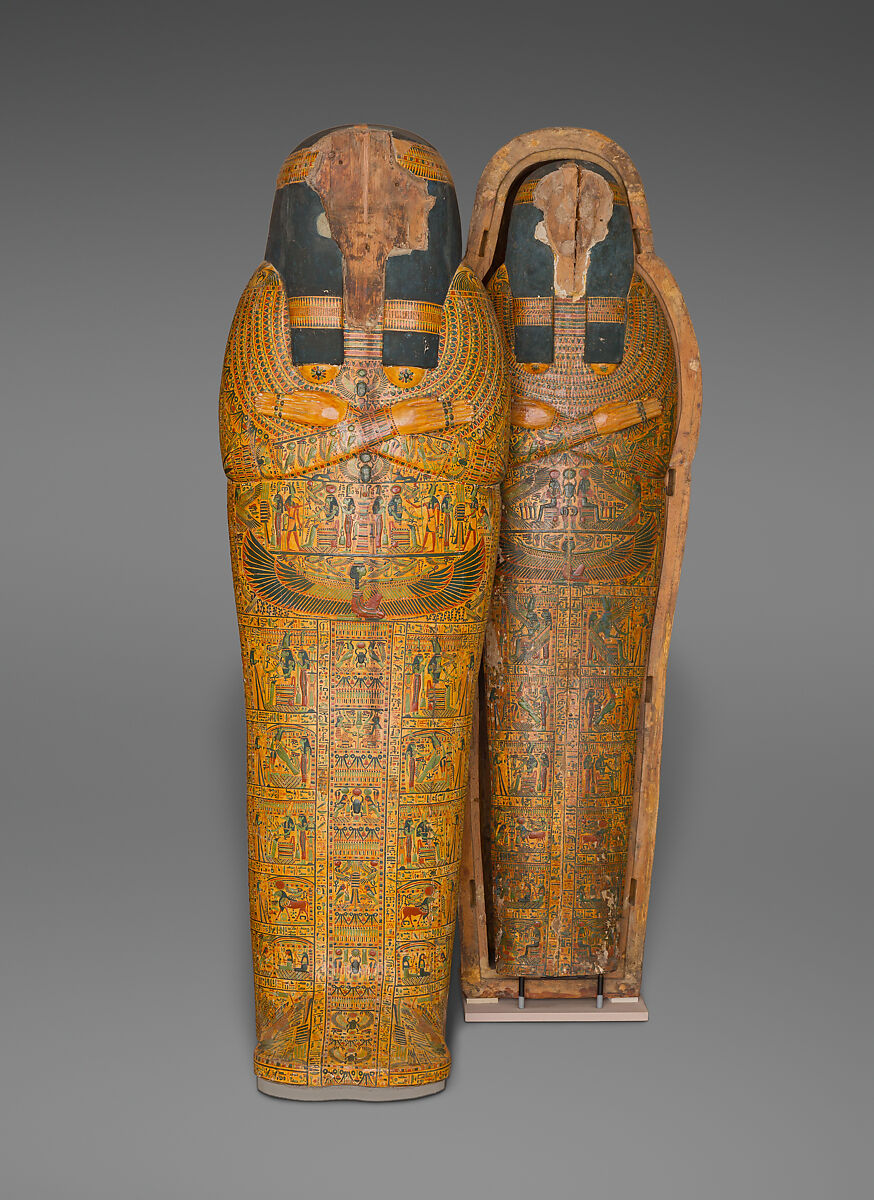 Mummy Board of the Singer of Amun Nauny, Sycomore wood, mud, glue, stucco, paint, varnish 