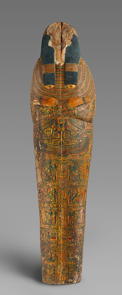 Mummy Board of the Singer of Amun Nauny, Sycomore wood, mud, glue, stucco, paint, varnish