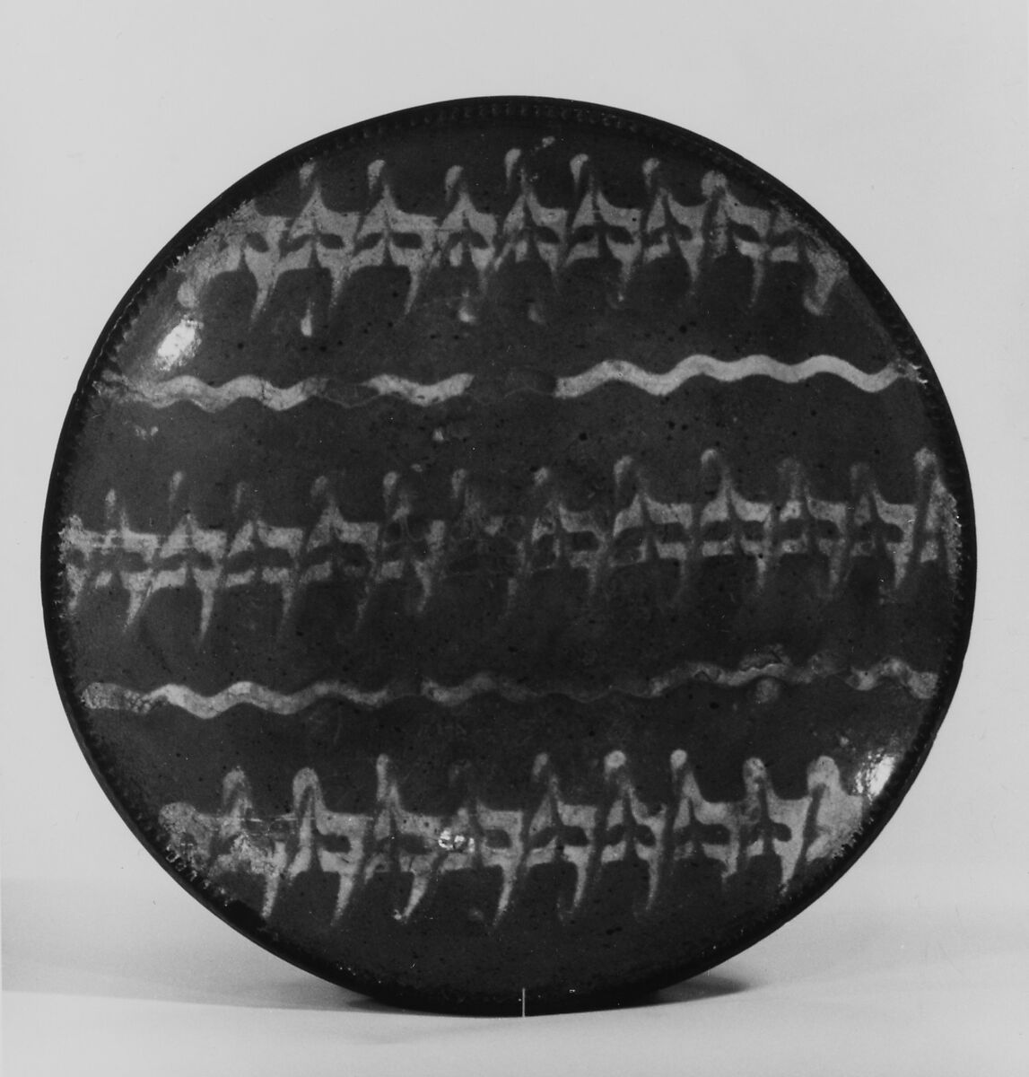 Plate, Joseph McCully (American, 1757–1820), Earthenware; Redware with slip decoration, American