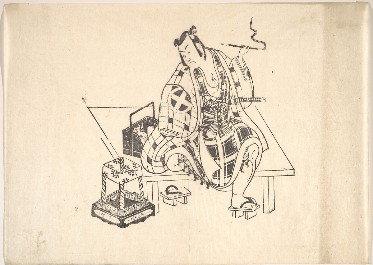 One of Six Impressions from Worn Old Blocks, Unidentified artist Japanese, 18th century, Monochrome woodblock print; ink on paper, Japan 