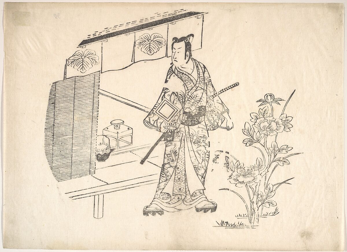 One of Six Impressions from Worn Old Blocks, Unidentified artist Japanese, 18th century, Monochrome woodblock print; ink on paper, Japan 