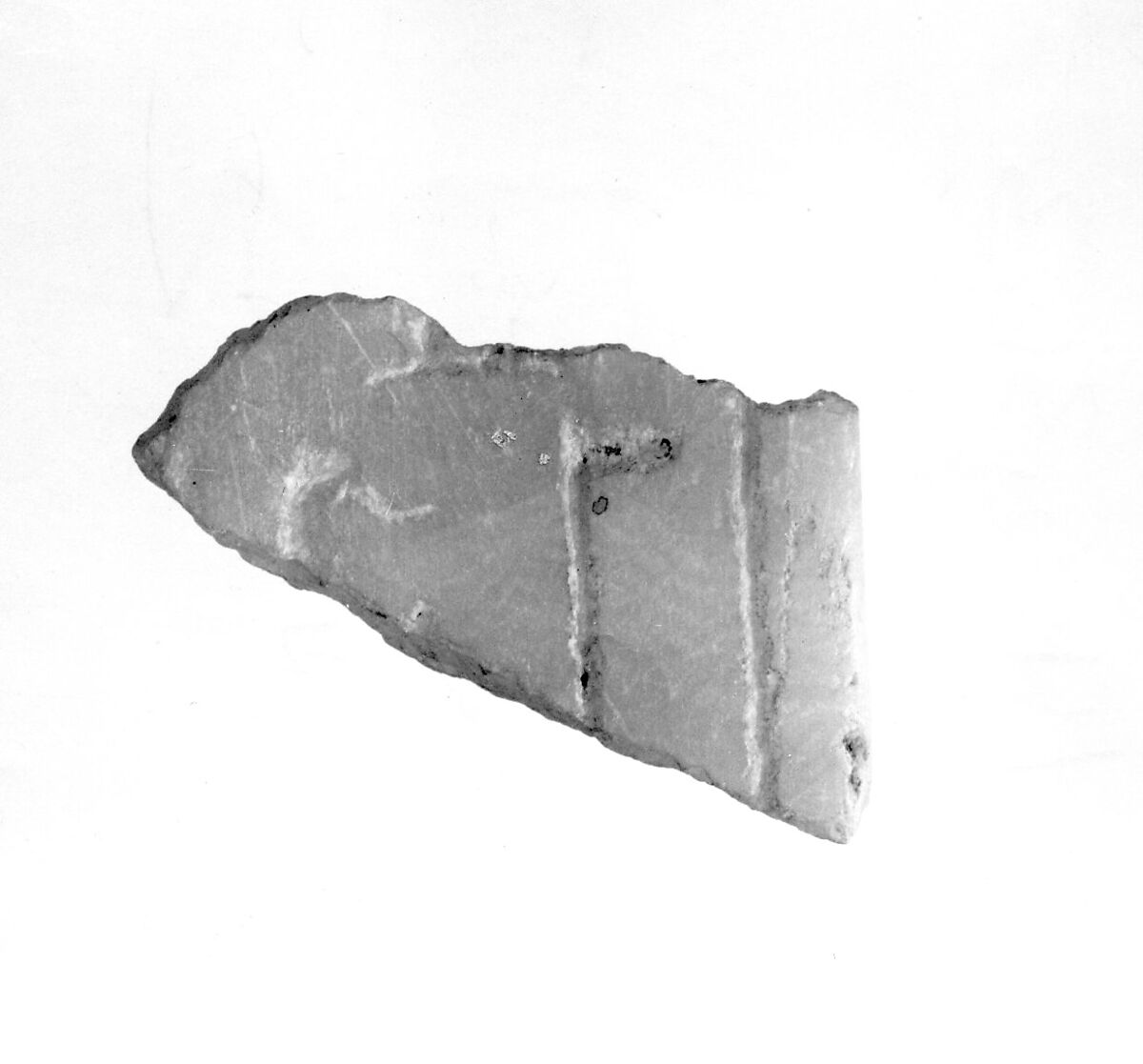 Fragment of a Corner of Siptah's Canopic Chest, Travertine (Egyptian alabaster) 