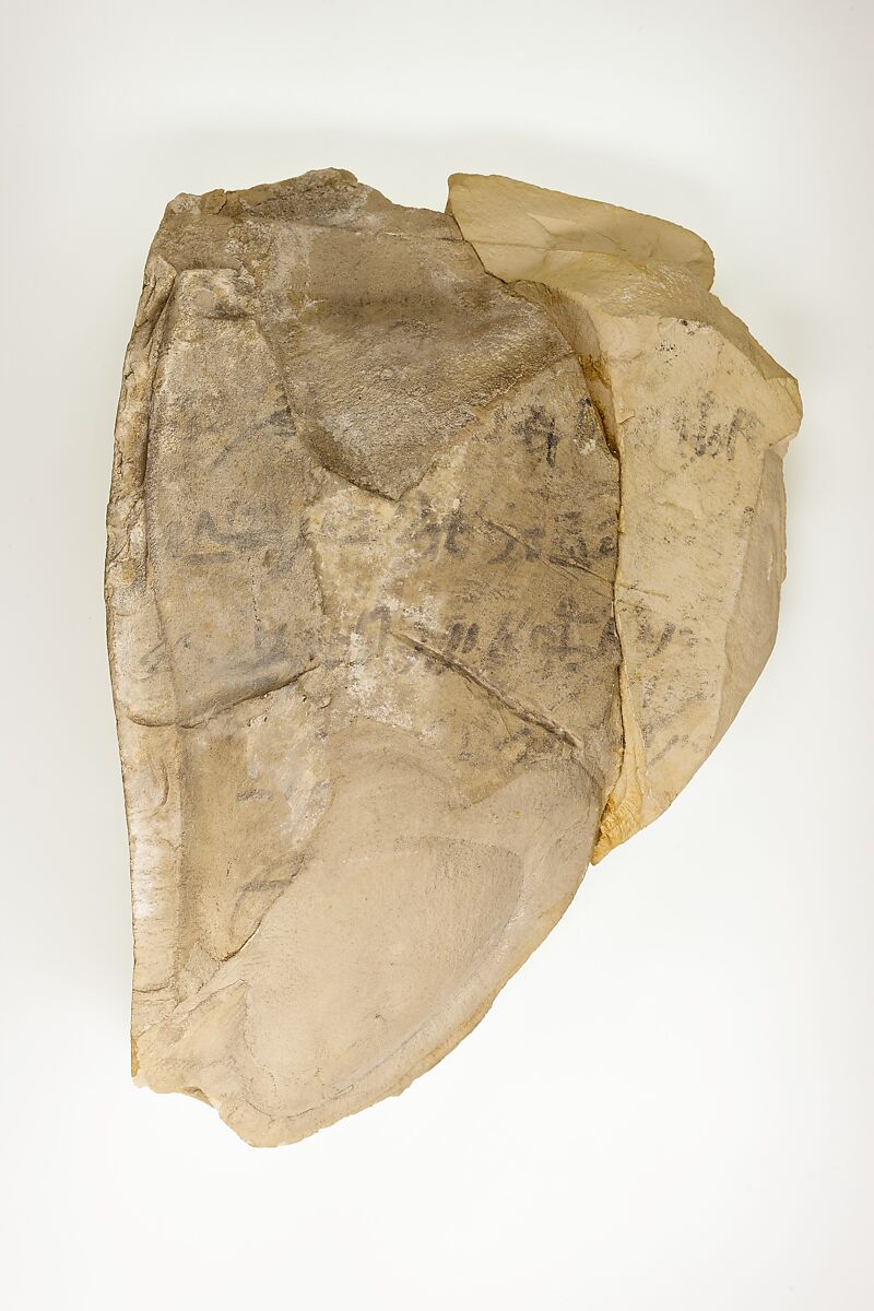 Hieratic ostracon, Limestone, ink