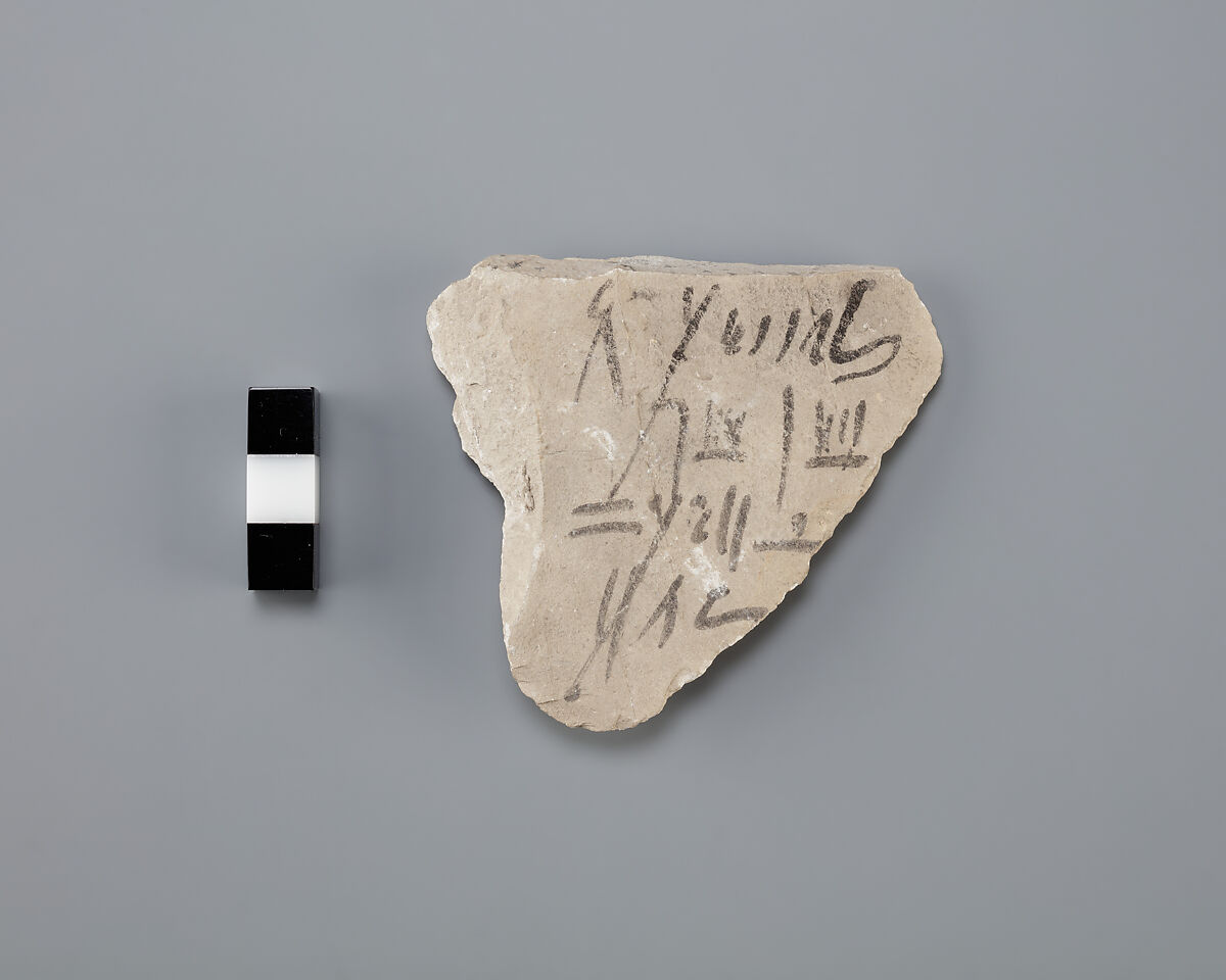 Hieratic ostracon, Limestone, ink, paint 