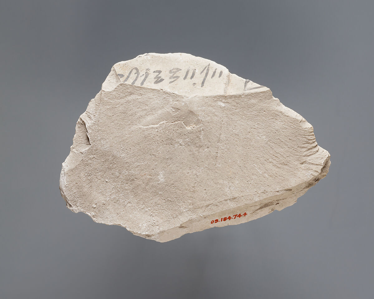 Hieratic ostracon, Limestone, ink, paint 