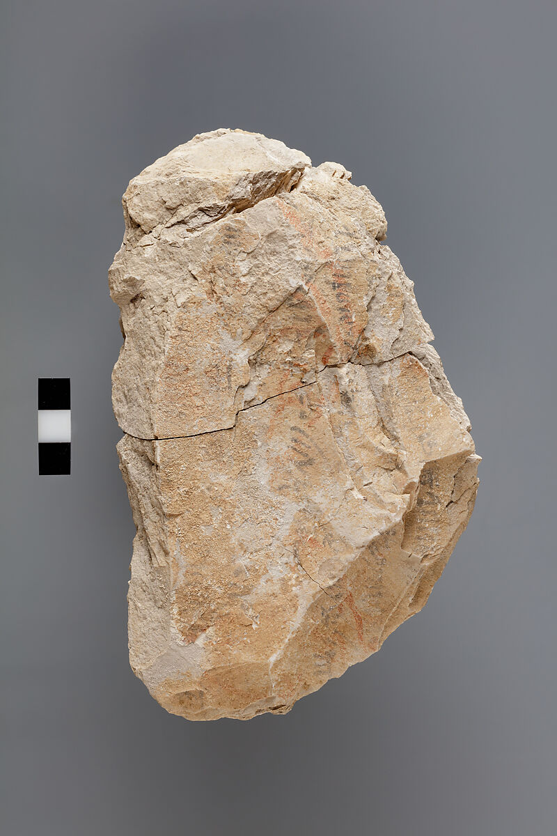 Hieratic ostracon, Limestone, ink, paint