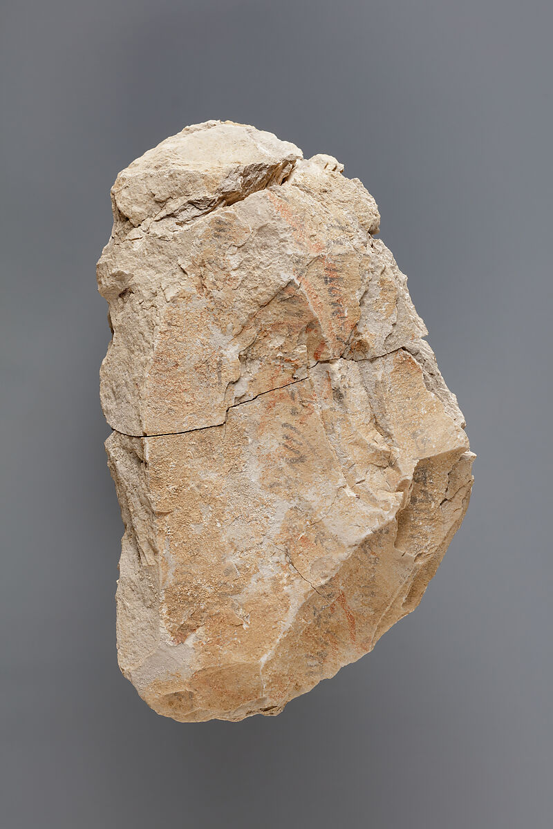 Hieratic ostracon, Limestone, ink, paint