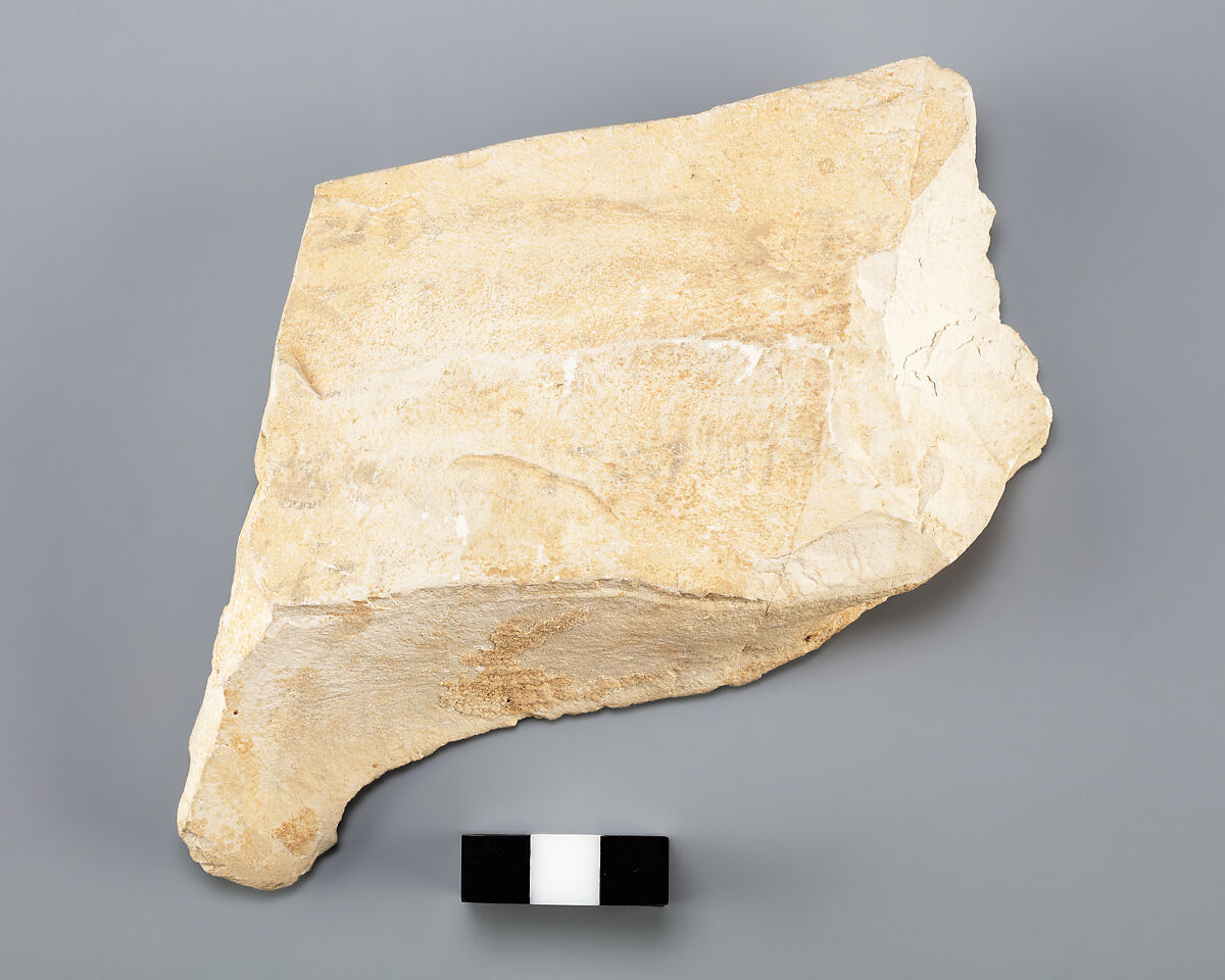 Hieratic ostracon with account, Limestone, ink, paint