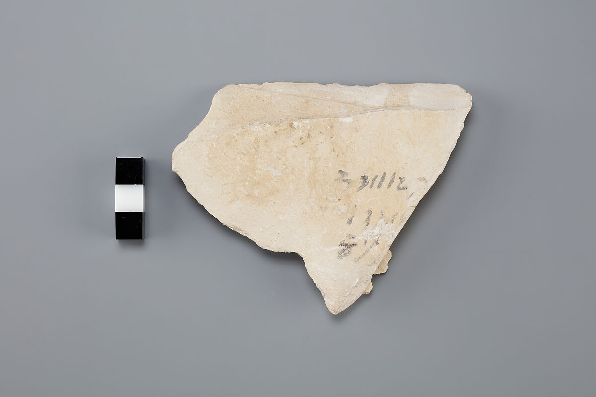 Hieratic ostracon, Limestone, ink, paint