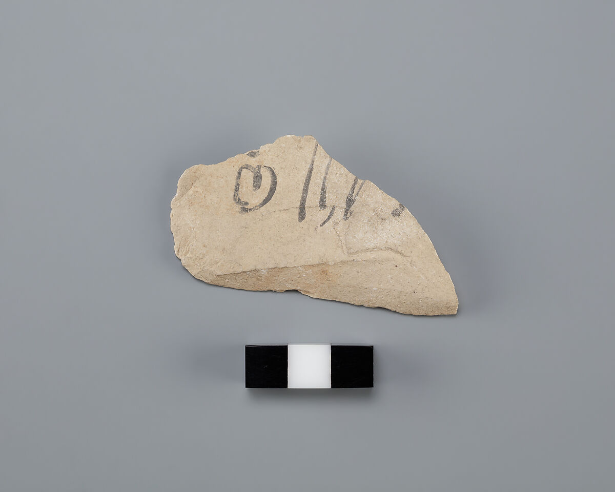 Hieratic ostracon, Limestone, ink, paint